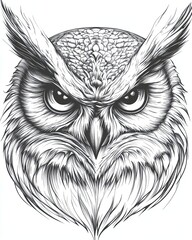 Obraz premium Detailed owl illustration with intense expression.