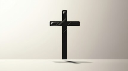 Minimalist black cross symbol on a neutral backdrop.