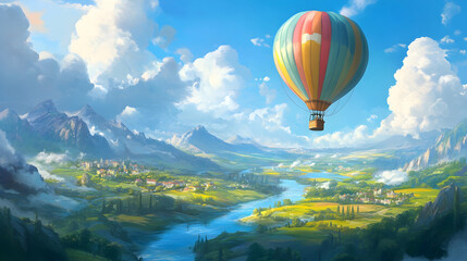 Fototapeta premium Colorful hot air balloon rising o C8315