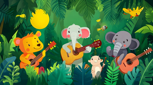 Colorful jungle scene with animal  CF4D0