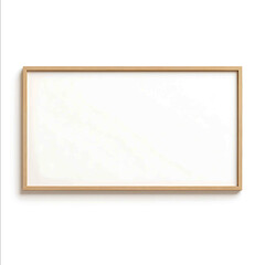 A large thin and stylish rectangular landscape wooden picture frame for artwork with an aspect ratio 169 minimalistic design light wood finish centered on a