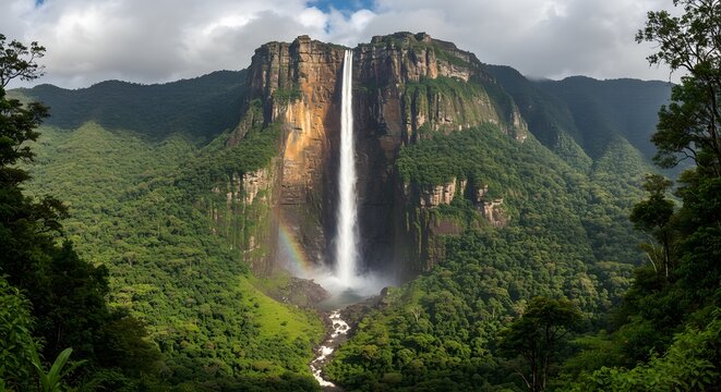 The breathtaking Angel Falls in Venezuela, showcasing its immense height and stunning natural beauty.