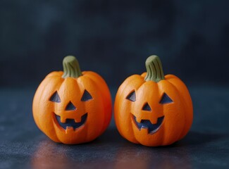 Smiling Jack-o'-Lantern Pumpkins: A Darkly Cheerful Halloween Still Life