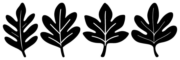 PNG Silhouette leaves pattern design, element set on transparent background