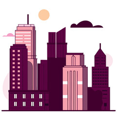 Fototapeta premium Cityscape Vector Illustration Skyline Buildings Urban Design