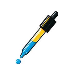 Naklejka premium Colorful cartoon pipette dropper icon perfect for educational and scientific illustrations or projects