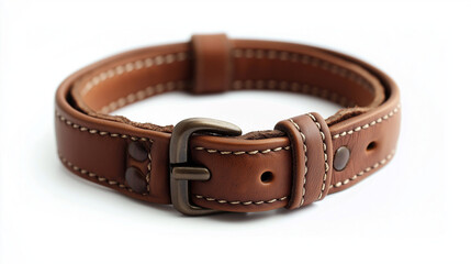 brown leather Dog collar isolated on white background