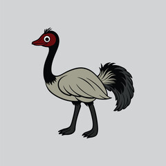 Detailed Emu Bird Engraving Style