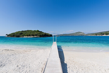 White sands of Ksamil beaches in Albania