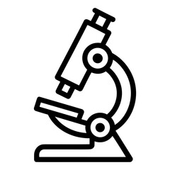 Simple black and white line art of a microscope icon, ideal for science, research, education, and laboratory themes