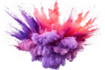 Colorful powder explosion isolated on transparent background