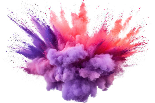 Colorful powder explosion isolated on transparent background
