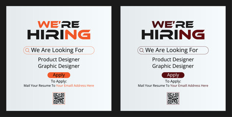 We are hiring job vacancy social media post or square web banner template design