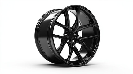 Fototapeta premium black wheel rim of the car isolated on white background 
