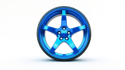 Obraz premium A blue wheel rim of the car isolated on white background 