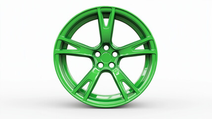 Obraz premium A green wheel rim of the car isolated on white background 