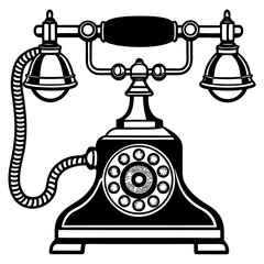 retro telephone on white background