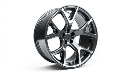Obraz premium silver wheel rim of the car isolated on white background 