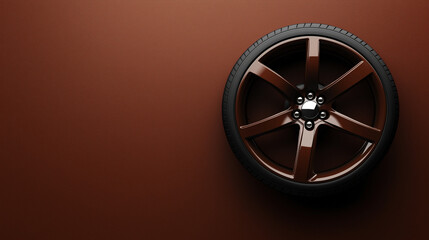 A brown wheel rim of the car  isolated on  brown  background 