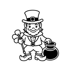leprechaun st. patrick's day coloring page line art