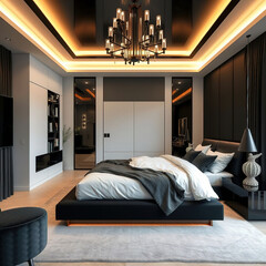 modern bedroom interior black color