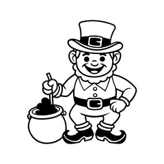 leprechaun st. patrick's day coloring page line art