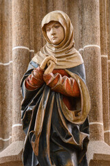 The Sorrowful Mother, statue from the 15/16th century. The Cathedral of St Elizabeth (Dóm svätej Alžbety) in Košice, Slovakia.