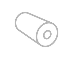 Simple, clean line art illustration of a roll.  Perfect for representing concepts of packaging, industry, or continuity. Use as a website icon, app symbol, or infographic element.