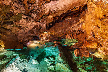 Bozkov dolomite caves underground lakes