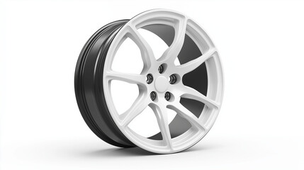 Fototapeta premium An white wheel rim displayed against a clean white background. 