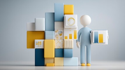 Abstract Figure with Data Visualization and Geometric Shapes for Business Concepts