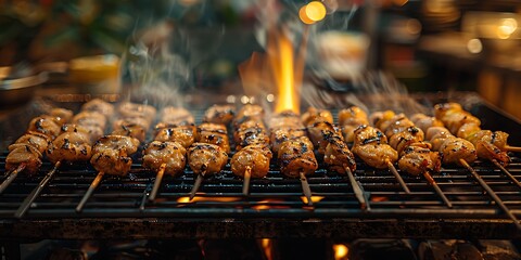 Delicious Grilled Chicken Skewers Sizzle on a Hot Grill