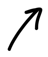 Black wet brush arrow shape isolated on transparent background