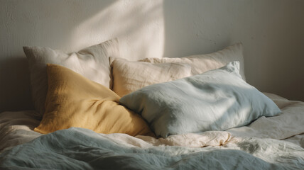 やさしい光とリネンのベッド