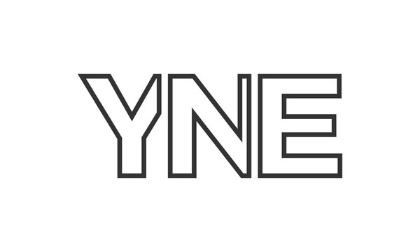YNE logo design template with strong and modern bold text. Initial based vector logotype featuring simple and minimal typography. Trendy company identity.