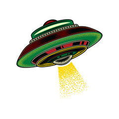 Flying saucer. Unidentified flying object. Design element.