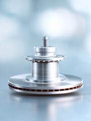 Obraz premium Precisionengineered metal rotor with a sleek, modern aesthetic. Captures the essence of innovation, mechanics, and industrial design. Ideal for tech or auto themes.