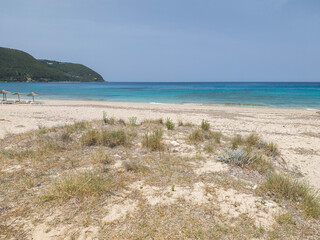 Panorama of Lefkada near Agios Ioannis beach,  Greece