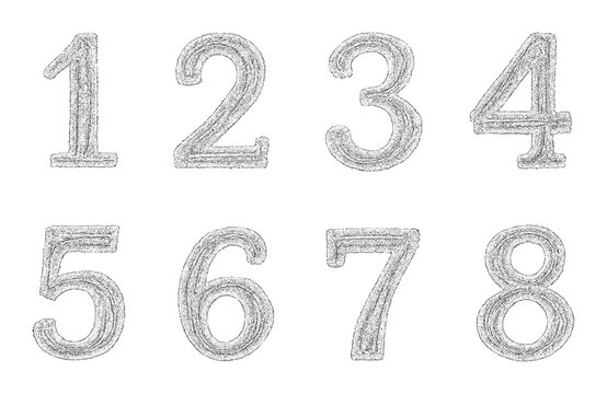 Number silhouette icons set – outline, numeric symbols and minimal style graphics
