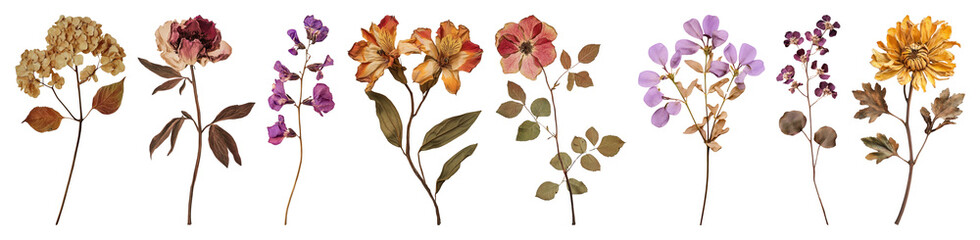 Fototapeta premium PNG Vintage floral botanical illustration, element set on transparent background