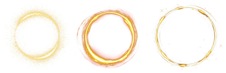 PNG Vibrant circular glitter frames, element set on transparent background