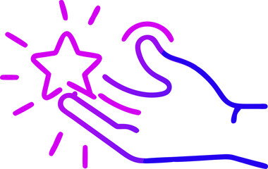 Hand receiving a shining star award success achievement