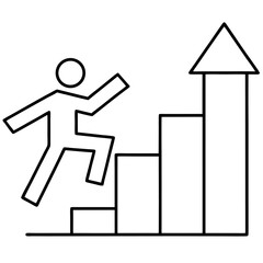 Person climbing stairs towards success growth progress