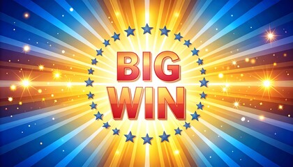 Big win badge colorful celebration burst high resolution photo