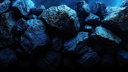 Abstract Dark Blue Glowing Rocks Texture