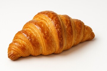 Flaky Golden Brown Croissant Freshly Baked Pastry Isolated on a Clean White Background Gourmet Breakfast Treat