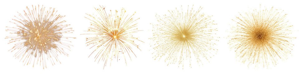 Obraz premium PNG Vibrant festive fireworks display, element set on transparent background