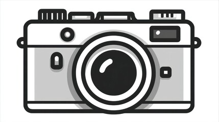 A classic camera illustration with a detailed lens perfect for photography enthusiasts and des