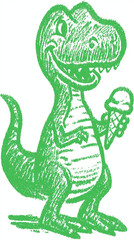 Obraz premium Cute vintage cartoon mascot character dinosaur