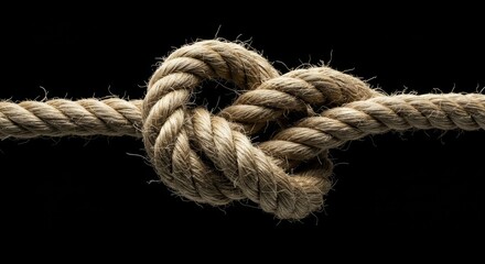 Fototapeta premium Close up of tight rope knot on black background